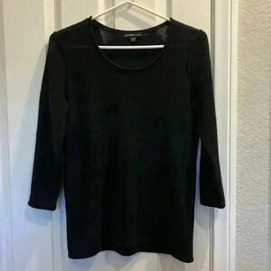 James Perse 100% Cashmere Black 3/4  Crewneck Sweater Pullover Top Sz 2 = M
